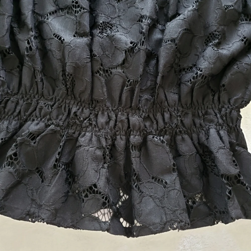 MARC NEW YORK Black Long Sleeve Lace Blouson Peplum Blouse--NWT--S - Picture 7 of 14